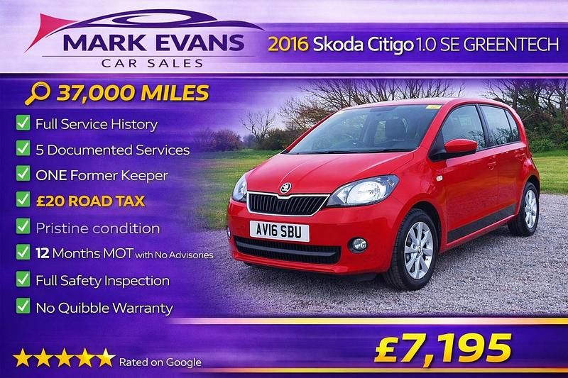 Used Skoda Citigo SE L 75 HP (55 kW) 2016 Red Hatchback