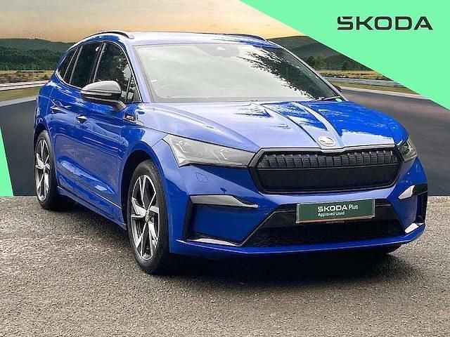 Blue Used 2023 Skoda Enyaq iV SportlinePlus SUV | £27,531 (Fair price) - Image 1/4