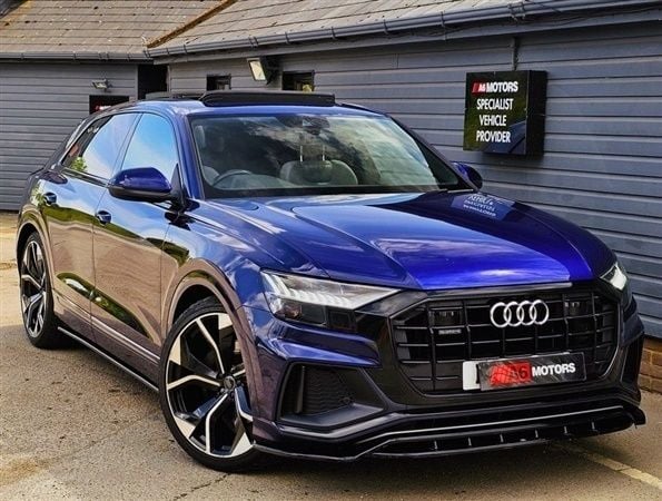 Blue Used 2019 Audi Q8 S-Line SUV | £39,989 (Expensive) - Image 1/1
