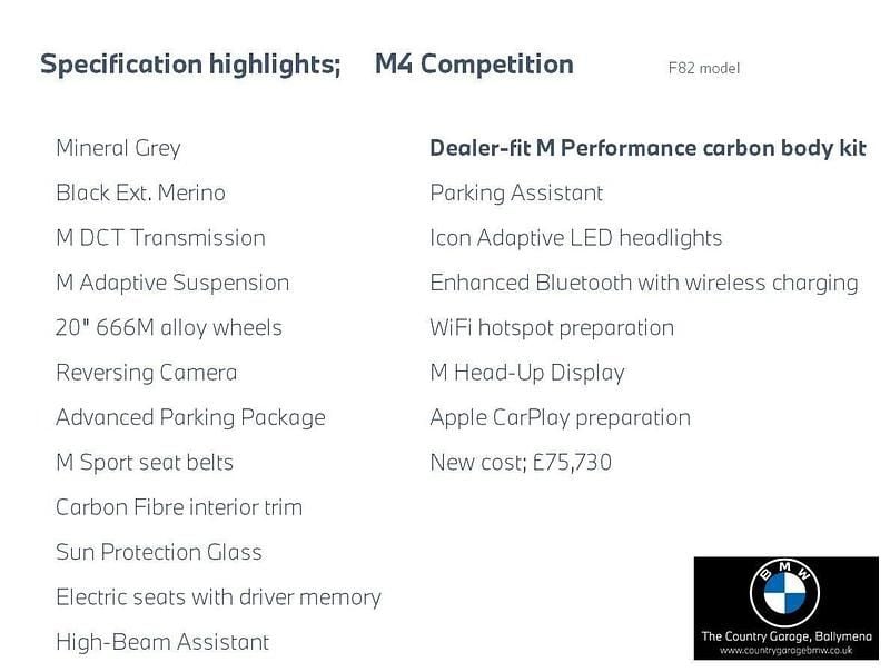 Grey Used 2020 BMW M4 Competition Edition Coupe | £39,995 (Fair price) - Image 1/1