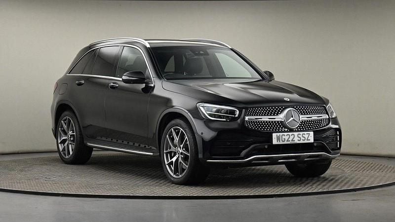 Obsidian black metallic finish Used 2022 Mercedes GLC300 AMG line SUV | £33,300 (Fair price) - Image 1/4
