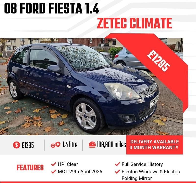 Blue Used 2008 Ford Fiesta Zetec Hatchback | £1,295 (Good price) - Image 1/4