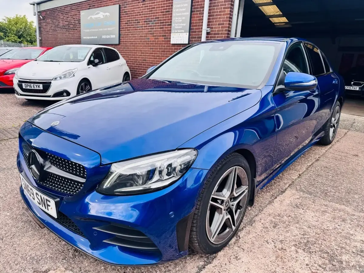 Used Mercedes C220 AMG line 194 HP (142 kW) 2019 Blue Sedan