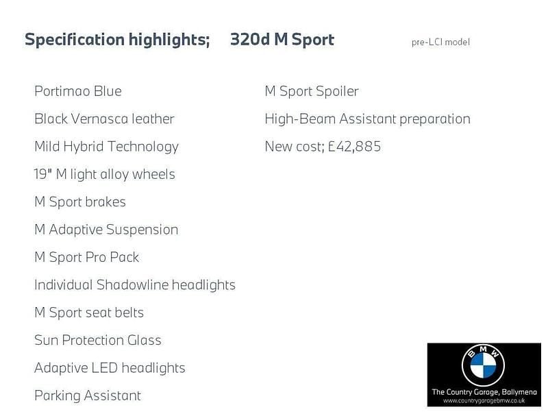 Blue Used 2021 BMW 320 M Sport | £21,995 (Good price) - Image 1/1