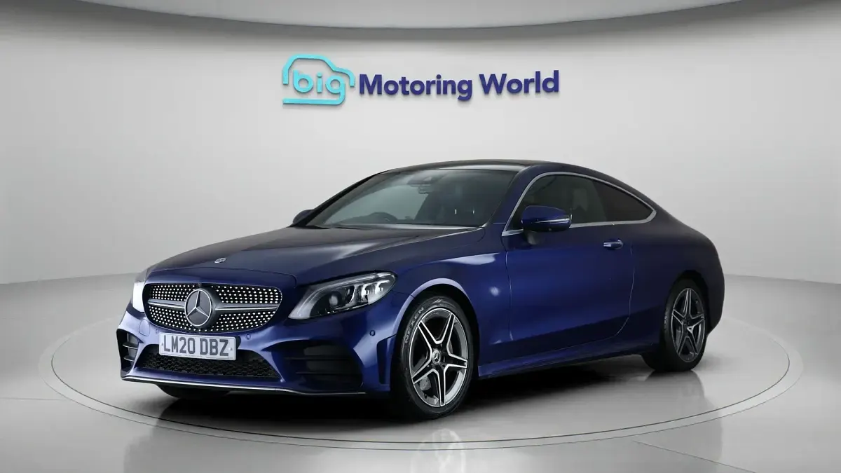 Used Mercedes C300 AMG line 258 HP (189 kW) 2020 Blue Coupe