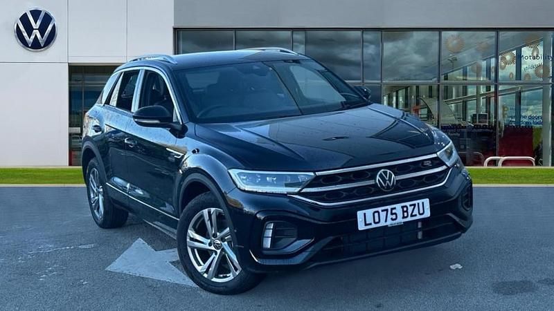 Deep black pearlescent New 2025 VW T-Roc R-line SUV | £30,999 (Good price) - Image 1/4