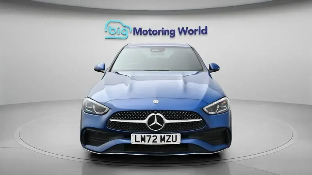 Used Mercedes C300e AMG line 313 HP (230 kW) 2022 Blue Sedan