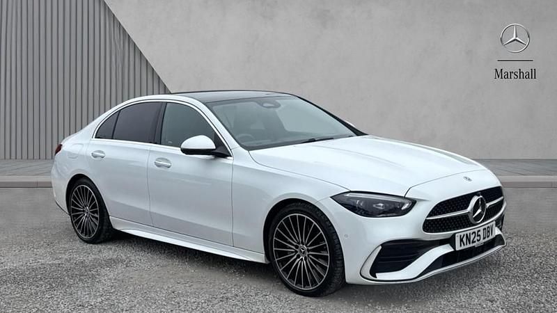 Used Mercedes C220 AMG Line Premium Plus 200 HP (147 kW) 2025 Manufaktur opalite white bright