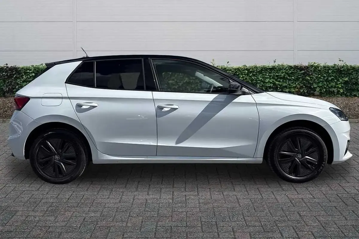 Used Skoda Fabia Design Edition 85 HP (62 kW) 2025 Moon white metallic black magic pearl effect Hatchback