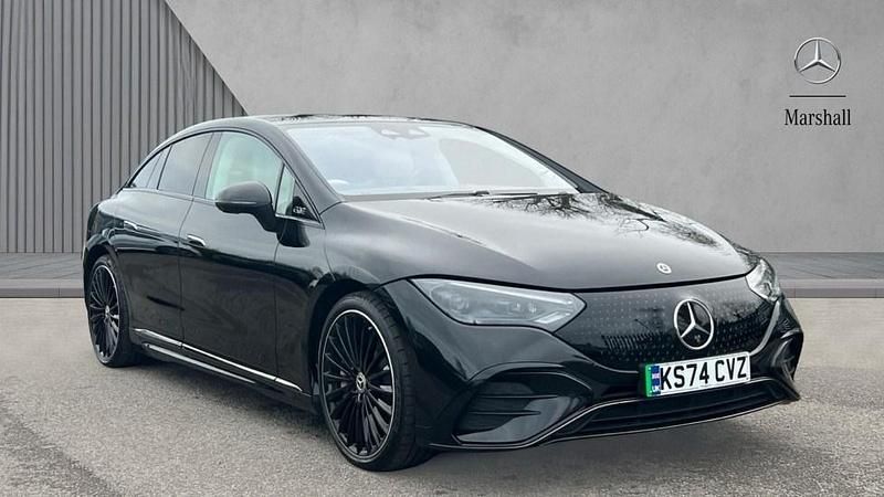 Obsidian black metallic Used 2024 Mercedes EQE350 AMG line Sedan | £46,520 (Fair price) - Image 1/4