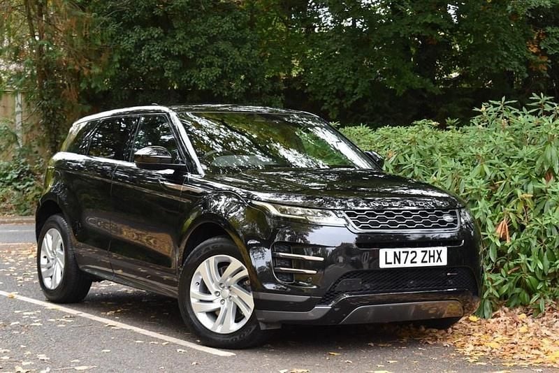 Santorini black metallic with ebony hide Used 2022 Land Rover Range Rover evoque R-Dynamic Estate | £27,490 (Fair price) - Image 1/4