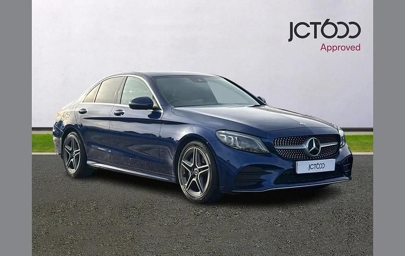 Used Mercedes C300 AMG line 241 HP (177 kW) 2019 Blue Sedan