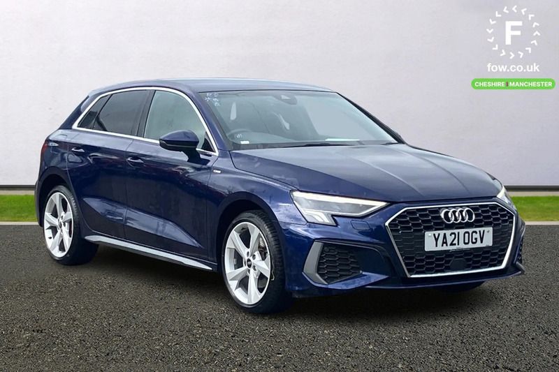 Blue Used 2021 Audi A3 Sportback e-tron S-Line Sedan | £21,299 (Fair price) - Image 1/3