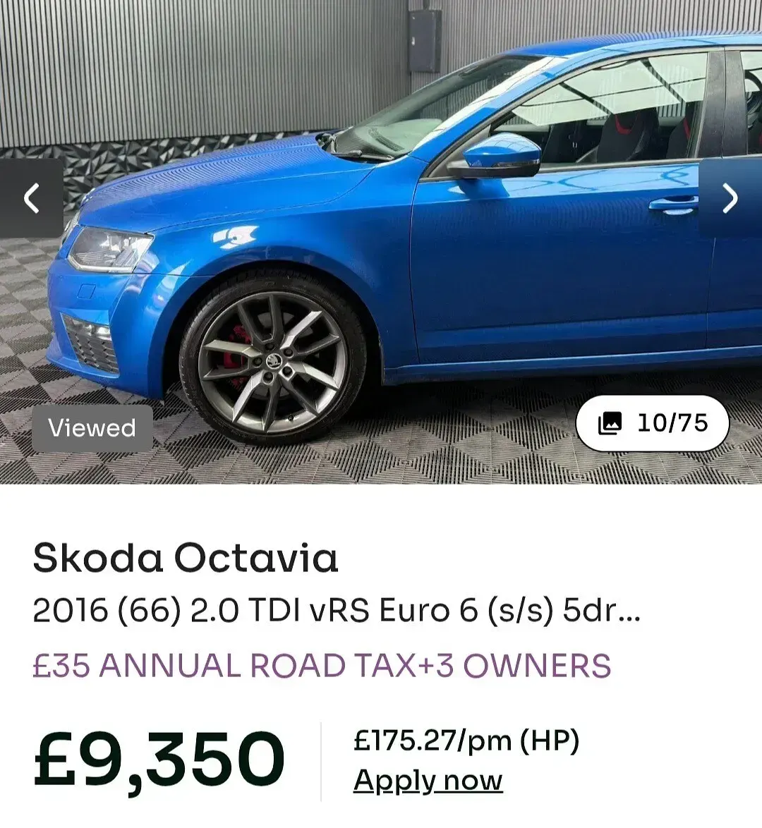 Used Skoda Octavia vRS 2016 Blue Estate