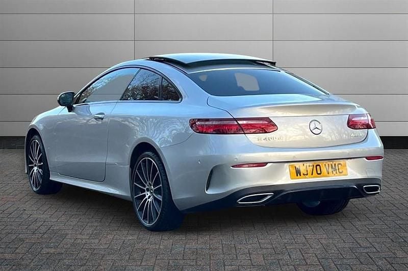 Used Mercedes E400 AMG Line Premium Plus 340 HP (250 kW) 2020 Iridium silver Coupe