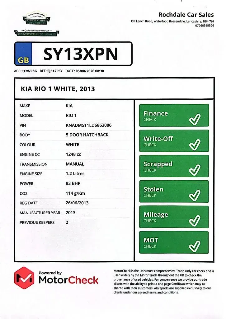 Used Kia Rio 84 HP (61 kW) 2013 White Hatchback