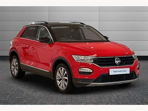Flash red with black roof Used 2021 VW T-Roc Design SUV | £15,490 (Fair price) - Image 1/4
