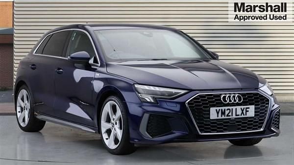 Blue Used 2021 Audi A3 S-Line Hatchback | £19,378 (Fair price) - Image 1/4
