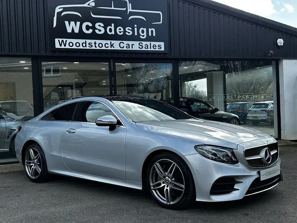 Used Mercedes E220 AMG line 194 HP (142 kW) 2020 Silver Coupe
