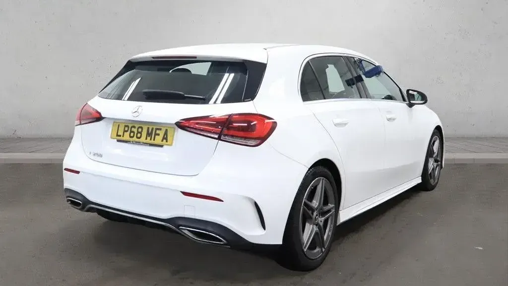 Used Mercedes A250 AMG line 224 HP (164 kW) 2018 White Hatchback
