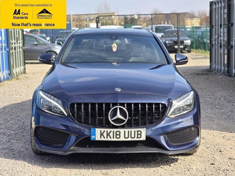 Used Mercedes C220 AMG line 170 HP (125 kW) 2018 Blue Sedan