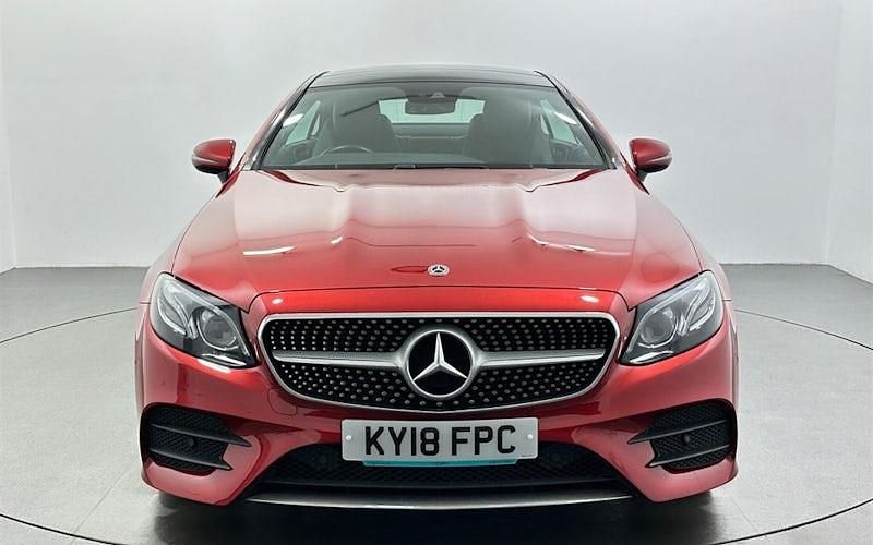 Used Mercedes E220 AMG Line Premium Plus 194 HP (142 kW) 2018 Red Coupe