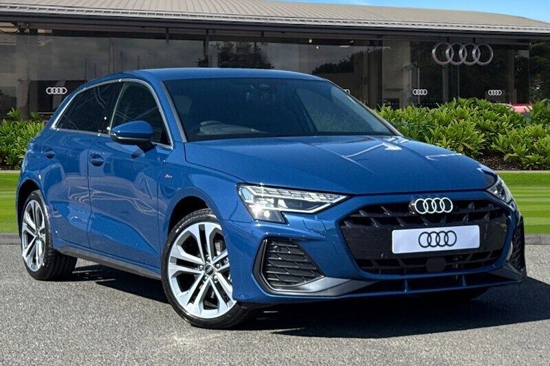 Blue New 2025 Audi A3 Sportback e-tron S-Line Sedan | £37,990 (Super price) - Image 1/4