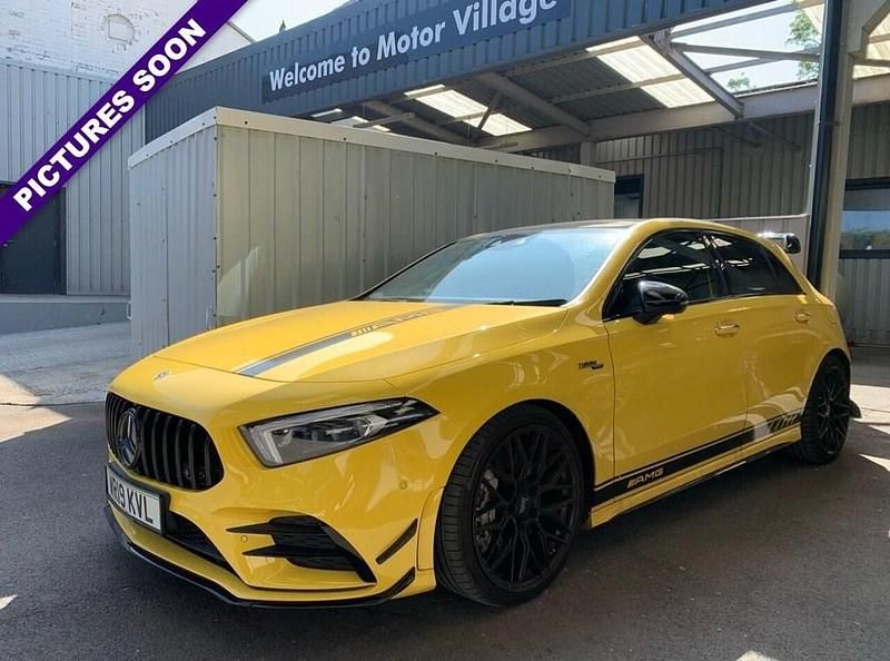 Yellow Used 2019 Mercedes A35 AMG Premium Plus Hatchback | £23,995 (Fair price) - Image 1/3
