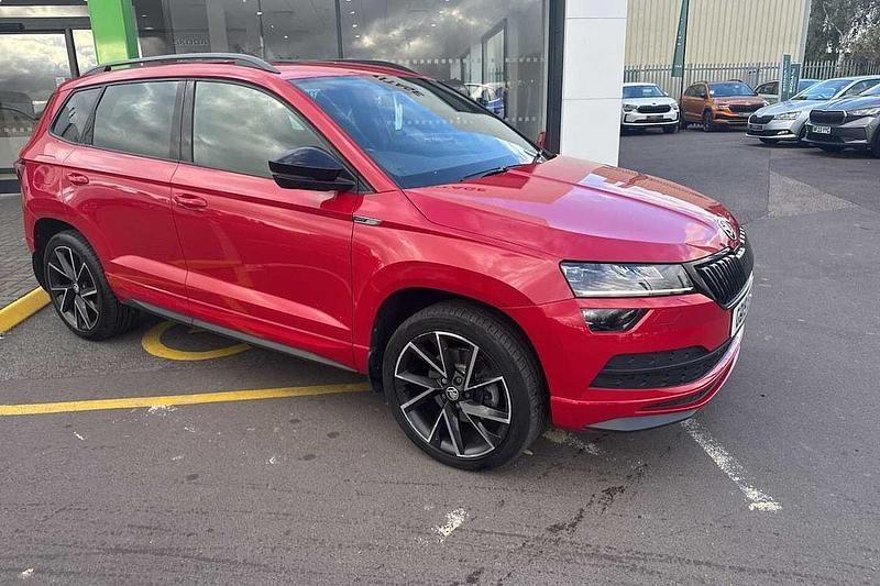 Velvet red metallic Used 2019 Skoda Karoq SUV | £17,950 (Expensive) - Image 1/4