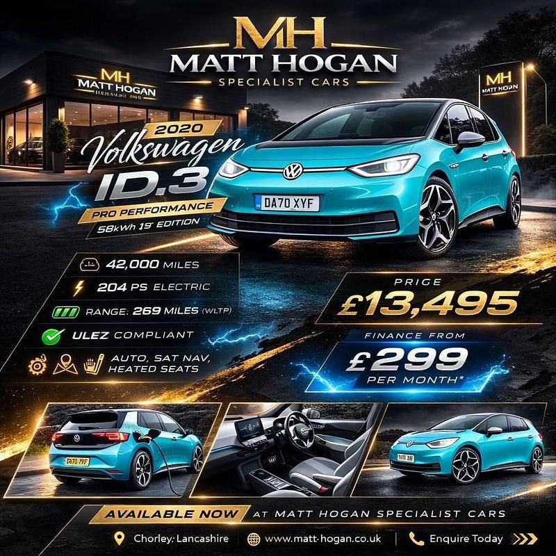 Used VW ID.3 Pro Performance 150 kW (204 HP) 2020 Blue Hatchback