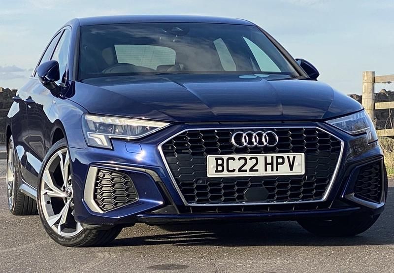 Used Audi A3 S-Line 150 HP (110 kW) 2022 Navarra blue Sedan