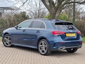 Used Mercedes A250 AMG line 218 HP (160 kW) 2021 Blue Hatchback
