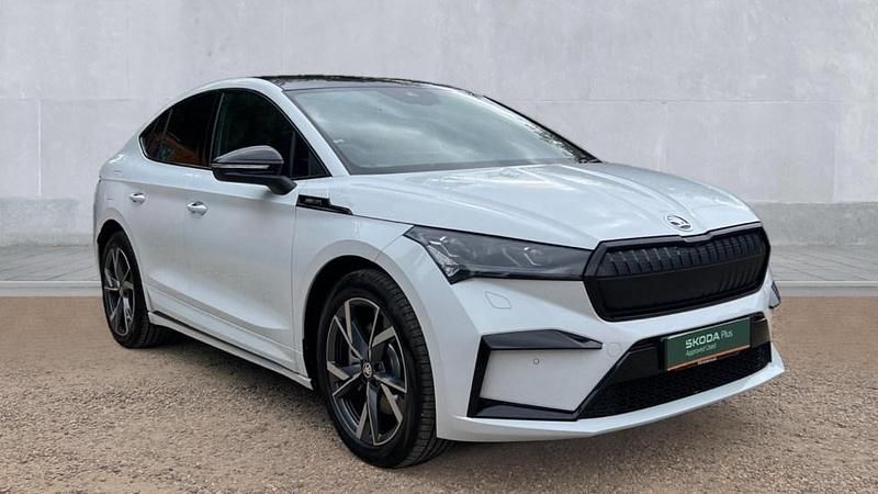 White New 2025 Skoda Enyaq iV SportlinePlus SUV | £32,950 (Good price) - Image 1/4