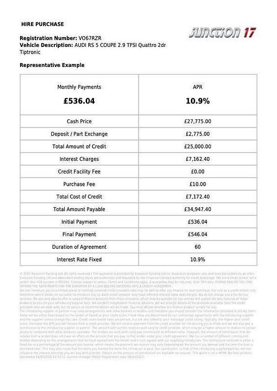 Used Audi RS5 Advanced 450 HP (330 kW) 2017 Blue Coupe