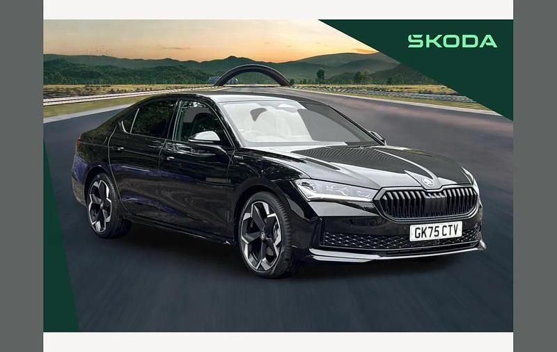 Midnight black metallic New 2025 Skoda Superb SportLine Hatchback | £38,995 (Fair price) - Image 1/4