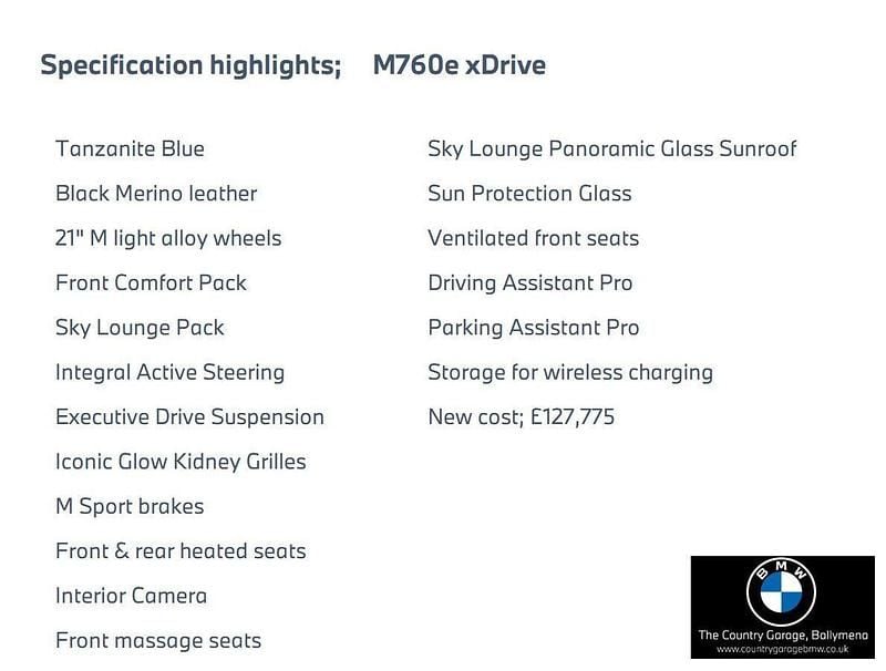 Used BMW M760e Comfort Edition 563 HP (414 kW) 2024 Blue Sedan