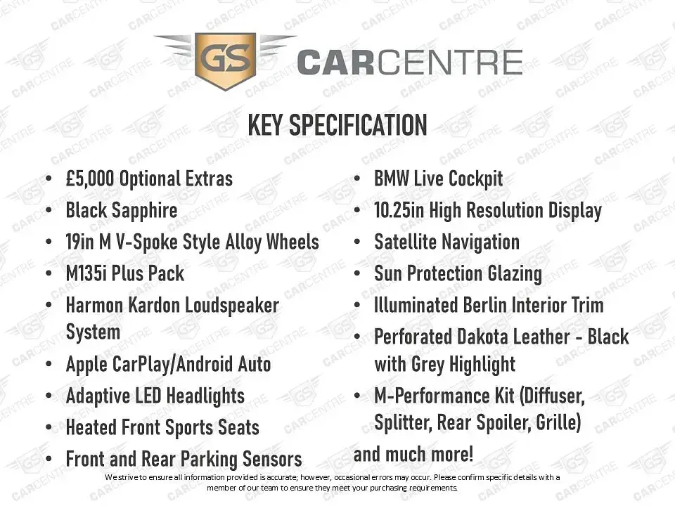 Used BMW M135 M Performance 2019 Black Hatchback