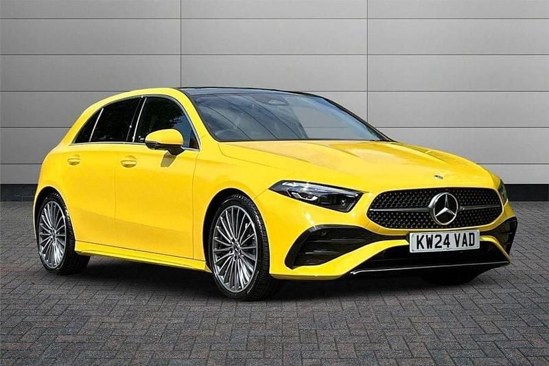Yellow Used 2024 Mercedes A180 AMG Line Premium Plus Hatchback | £26,781 (Fair price) - Image 1/2