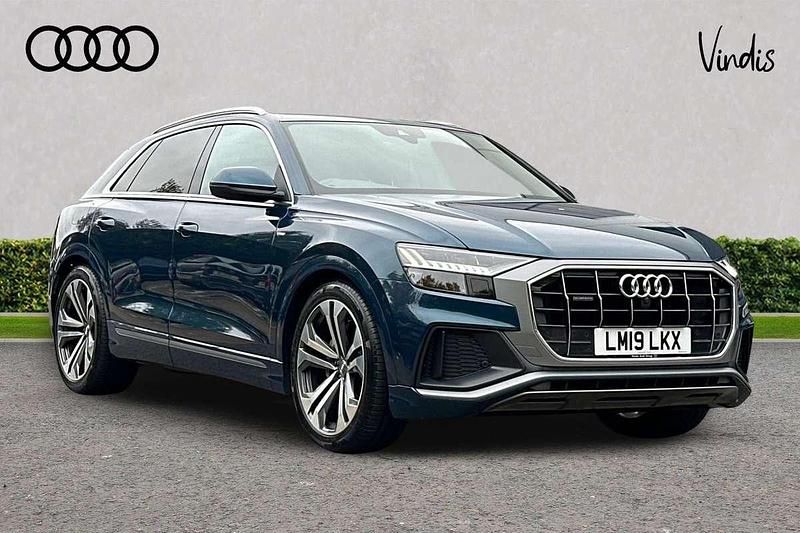 Blue Used 2019 Audi Q8 S-Line SUV | £37,788 (Good price) - Image 1/4