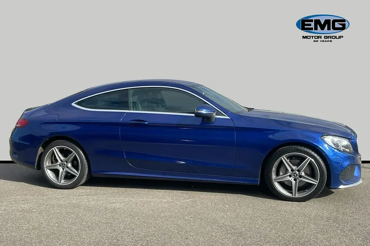 Used Mercedes C220 AMG line 170 HP (125 kW) 2017 Blue Coupe