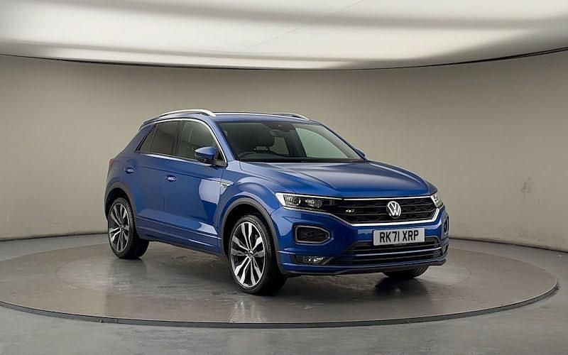 Ravenna blue metallic Used 2021 VW T-Roc R-line SUV | £18,700 (Good price) - Image 1/4