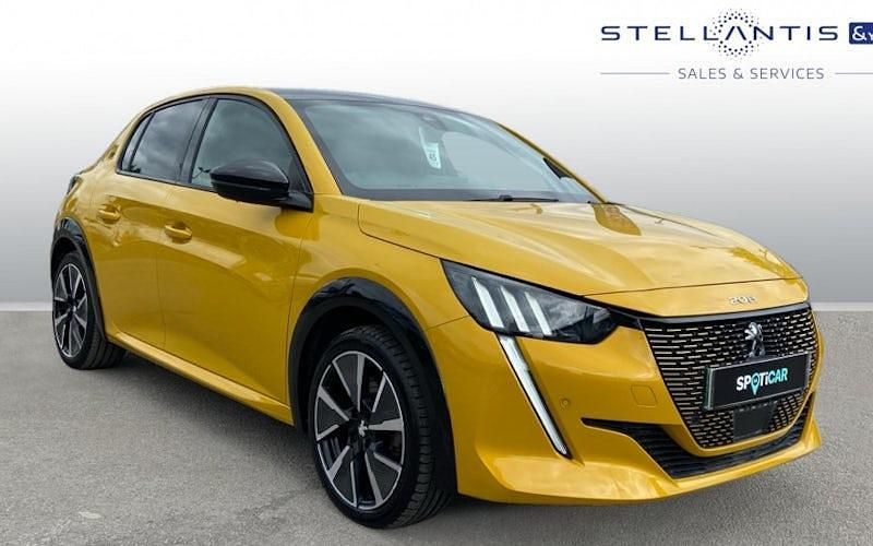 Yellow Used 2020 Peugeot e-208 GT-line Hatchback | £11,834 (Fair price) - Image 1/4