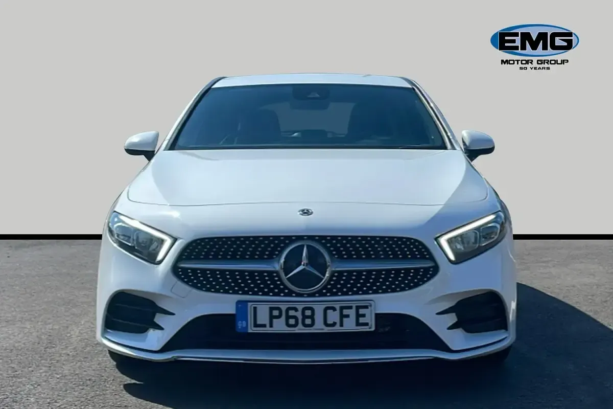 Used Mercedes A250 AMG line 224 HP (164 kW) 2019 White Hatchback