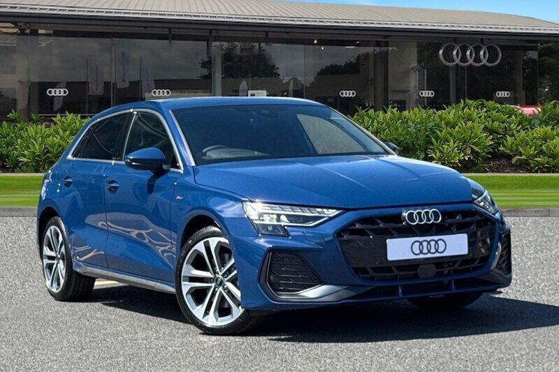 Blue New 2025 Audi A3 Sportback e-tron S-Line Sedan | £37,860 (Super price) - Image 1/4