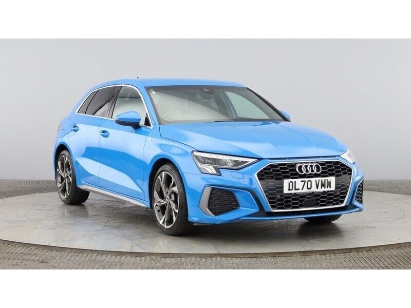 Turbo blue Used 2021 Audi A3 Sportback S-Line Hatchback | £18,990 (Fair price) - Image 1/3