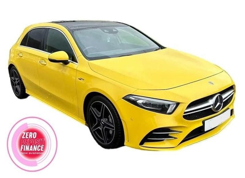 Yellow Used 2019 Mercedes A35 AMG Premium Plus Hatchback | £23,199 (Fair price) - Image 1/4