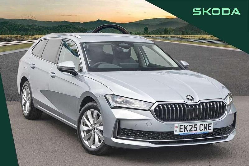 Pebble silver metallic Used 2025 Skoda Superb SE Technology Estate | £29,995 (Expensive) - Image 1/4