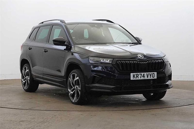 Black magic pearl effect Used 2024 Skoda Karoq SportLine SUV | £27,995 (Fair price) - Image 1/4