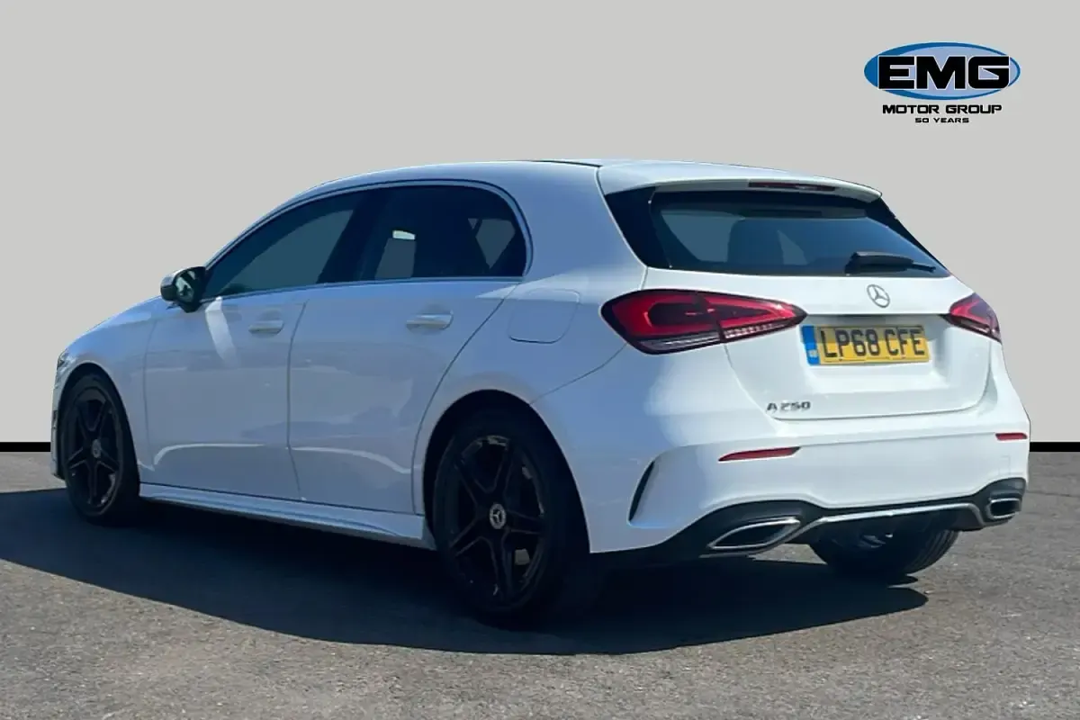 Used Mercedes A250 AMG line 224 HP (164 kW) 2019 White Hatchback