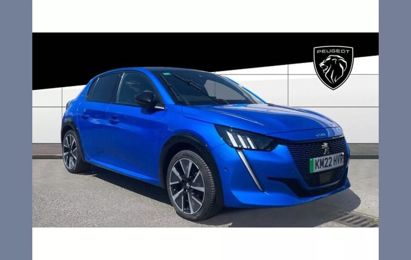 Blue Used 2022 Peugeot e-208 Premium Hatchback | £12,990 (Fair price) - Image 1/4